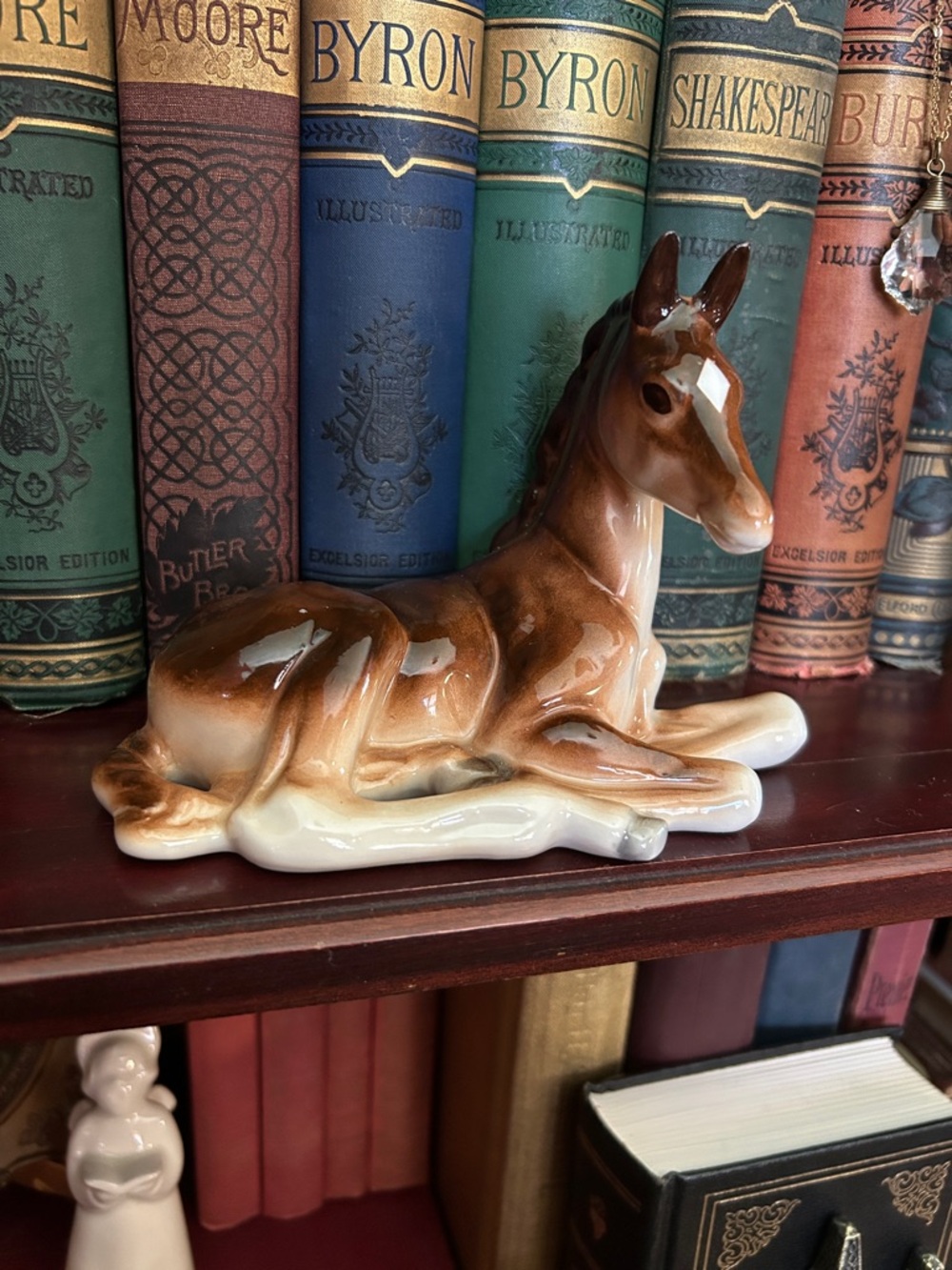 Vintage Brown Ceramic Horse Shelf Sitter Figurine